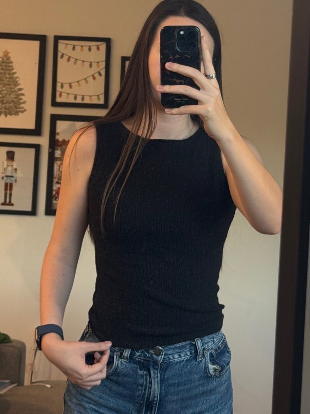 Uniqlo Black Ribbed Sleeveless Tank Top - Women's